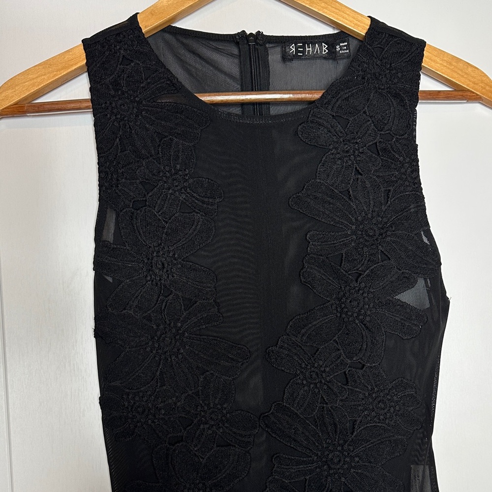 Rehab Black Floral Lace Bodysuit Size Small